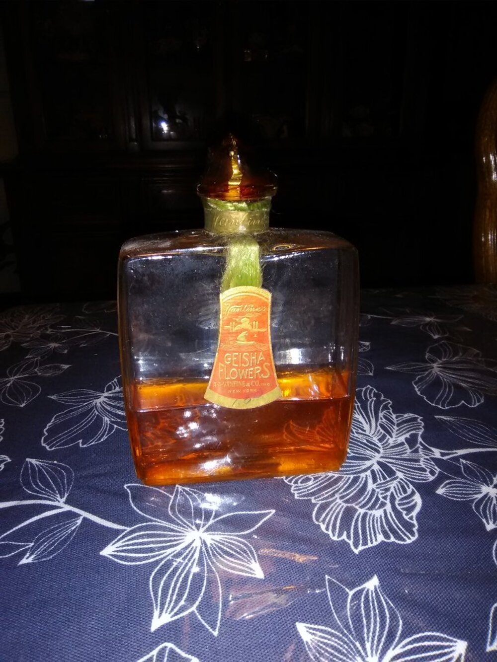 Vintage Geisha Flowers toilet water bottle - Vantine's - NOT FULL but SEALED